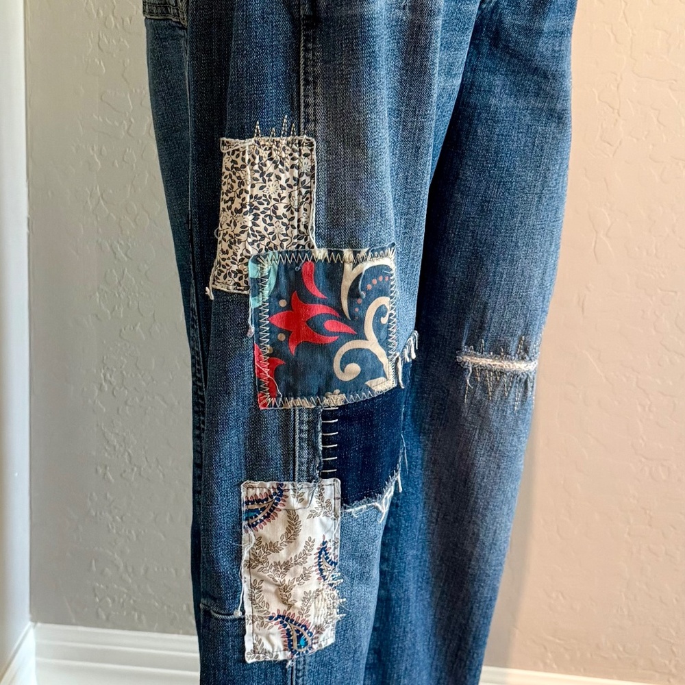 Wide-Leg Patchwork Blue Jeans for Women - Picture 7 of 7